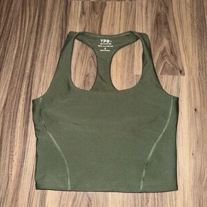 YPB x Kathleen Post Olive Green Racerback Tank Top